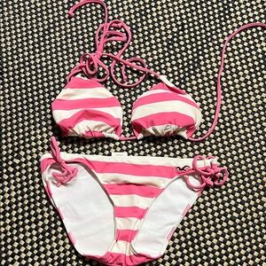 Hollister vintage Pink and White Striped Bikini